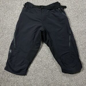 Endura Shorts Mens L Black Humvee 3/4 Length 20" Cargo Belted Cycling Nylon
